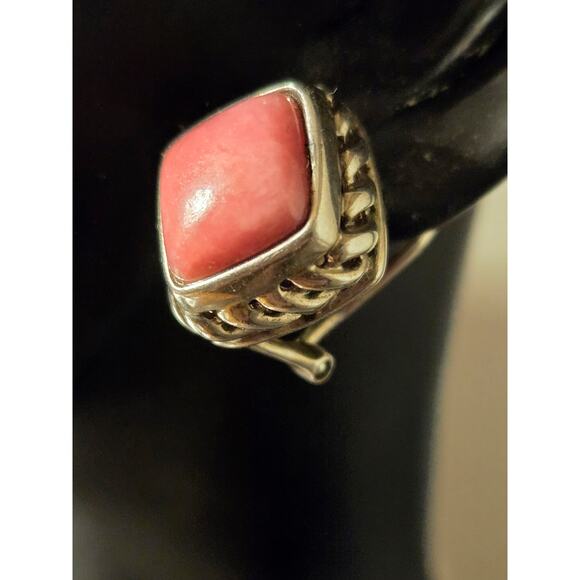 Vintage Rhodonite Sterling Silver Earrings - Picture 2 of 8